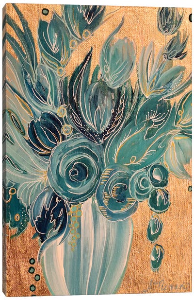Caribbean Blue Blooms Canvas Art Print - Amy Tieman
