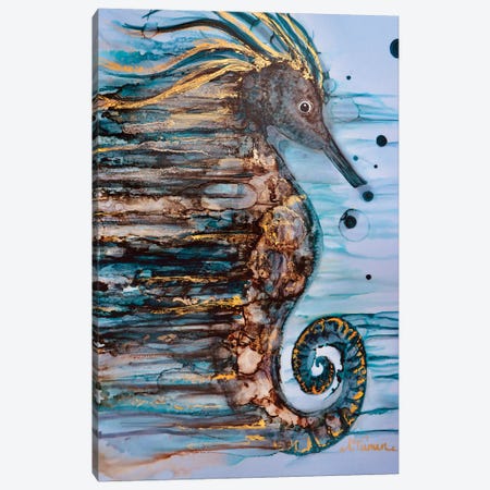 Monsieur Seahorse Canvas Print #TYM28} by Amy Tieman Canvas Art Print