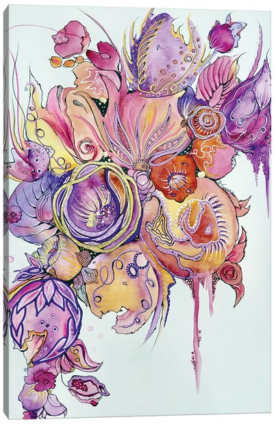 Romance Floral Canvas Art Print - Alcohol Ink Art