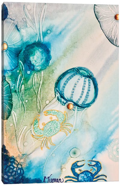 Crab Island Canvas Art Print - Jellyfish Art