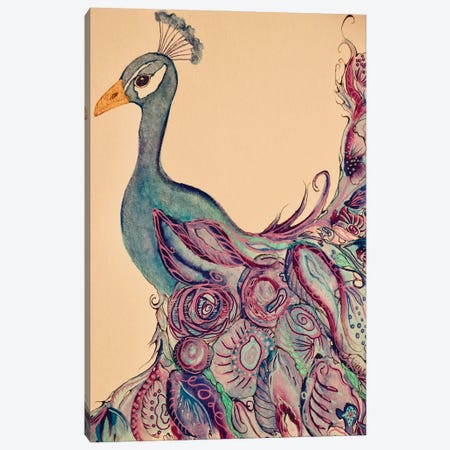 Playful Peacock ll Canvas Print #TYM67} by Amy Tieman Canvas Artwork