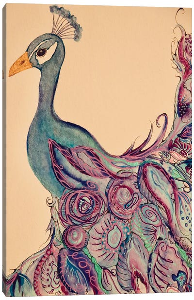 Playful Peacock ll Canvas Art Print - Amy Tieman