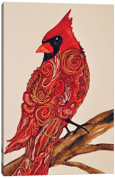 Regal Cardinal Canvas Art Print - Embellished Animals