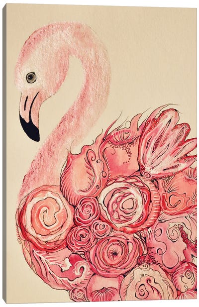 Fabulous Flamingo Canvas Art Print - Embellished Animals