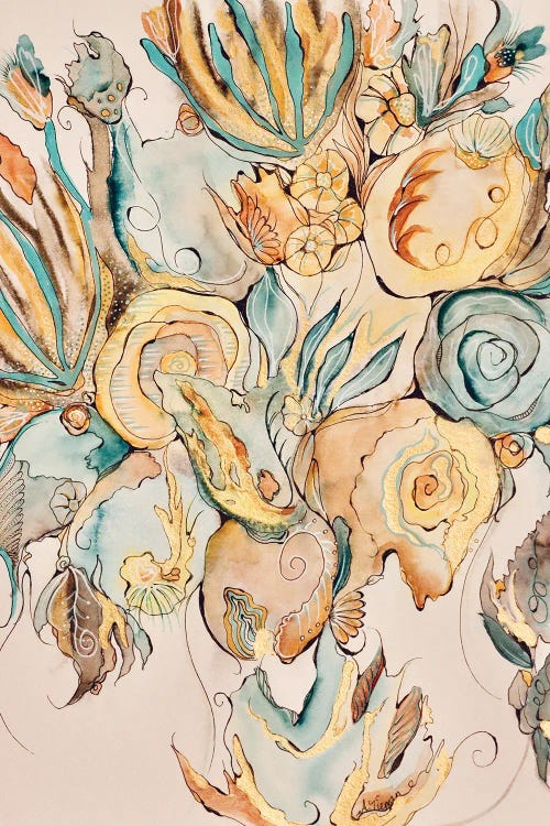 Aqua Blooms by Amy Tieman wall art