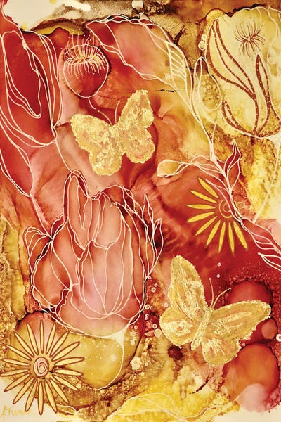 Golden Butterflies by Amy Tieman framed wall art
