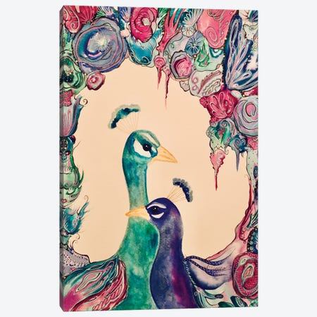 Royal Peacocks Canvas Print #TYM92} by Amy Tieman Canvas Art