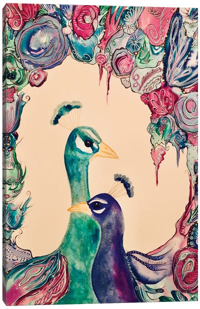 Royal Peacocks Canvas Art Print - Amy Tieman