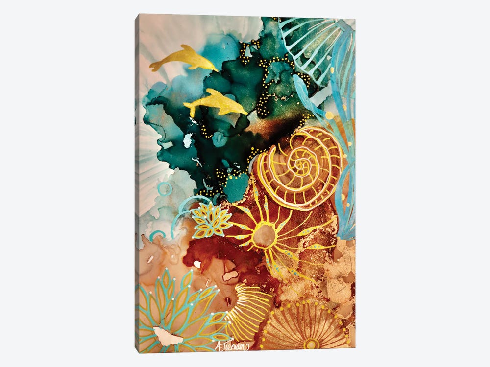 Golden Dolphins by Amy Tieman 1-piece Canvas Artwork
