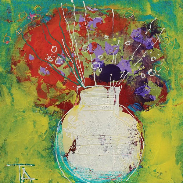 Tatyana Ausheva: Flowers In A White Vase by Tatyana Ausheva