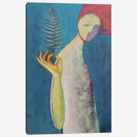 Girl With A Fern Canvas Print #TYN14} by Tatyana Ausheva Canvas Artwork