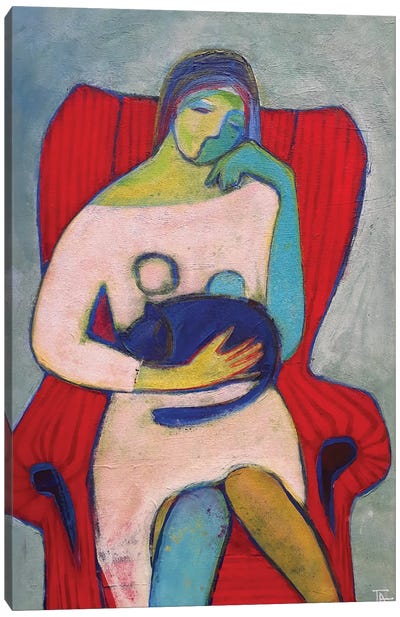 In A Red Chair Canvas Art Print - Tatyana Ausheva