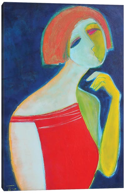 Lady In A Red Dress Canvas Art Print - Tatyana Ausheva