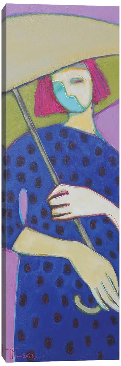 Lady With An Umbrella Canvas Art Print - Polka Dot Patterns