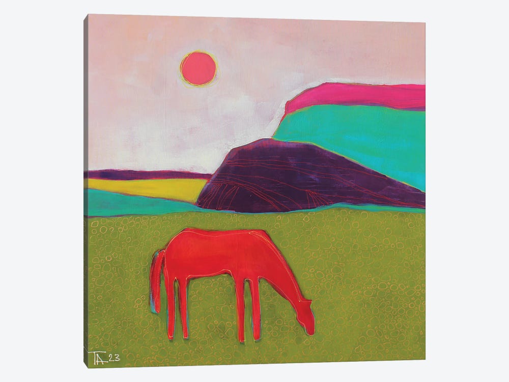 Landscape With A Red Horse by Tatyana Ausheva 1-piece Art Print