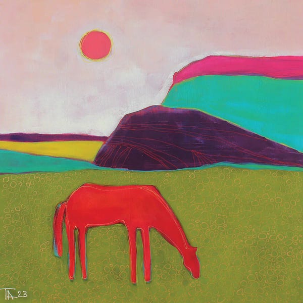 Complementary Colors: Landscape With A Red Horse by Tatyana Ausheva