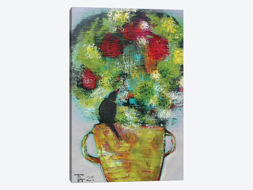Summer Bouquet With A Bird by Tatyana Ausheva 1-piece Canvas Art Print