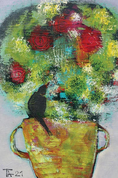 Tatyana Ausheva: Summer Bouquet With A Bird by Tatyana Ausheva