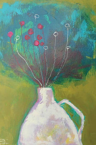 Winter Bouquet In A White Vase