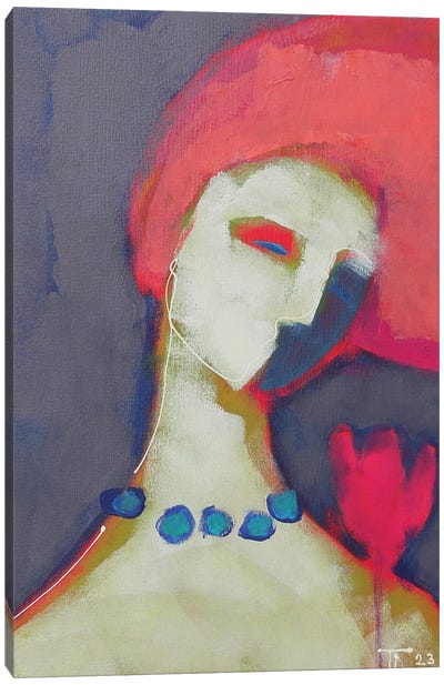 Woman In Turquoise Beads Canvas Art Print - Tatyana Ausheva