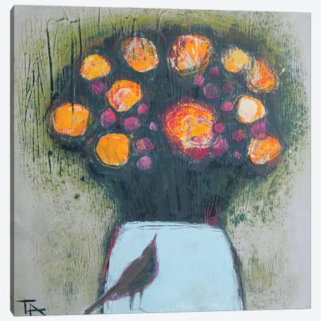 Bouquet With A Bird Canvas Print #TYN6} by Tatyana Ausheva Canvas Print