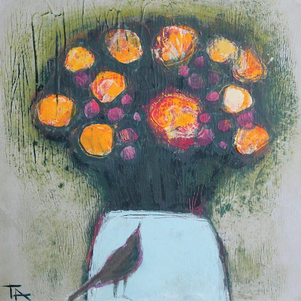 Fine Art Print: Bouquet With A Bird by Tatyana Ausheva