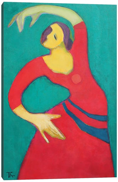 Flamenco Is The Dance Of A Lonely Person Canvas Art Print - Blue & Red Art