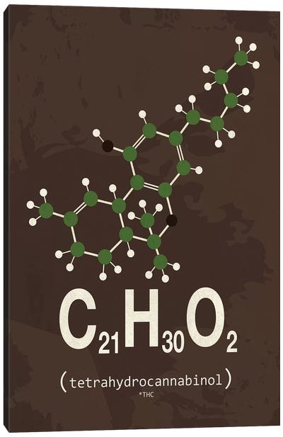 THC (Tetrahydrocannabinol) III Canvas Art Print - Typelike