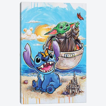 Stitch And Baby Yoda Canvas Print #TYY2} by Tay Odynski Canvas Art