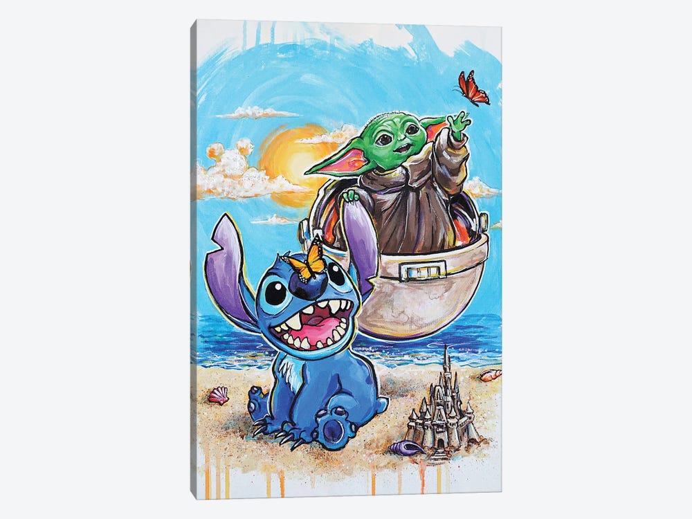 Stitch And Baby Yoda by Tay Odynski 1-piece Canvas Print