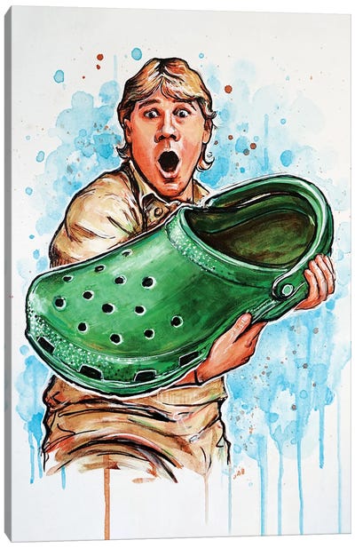 Steve Irwin Canvas Art Print - Witty Humor Art