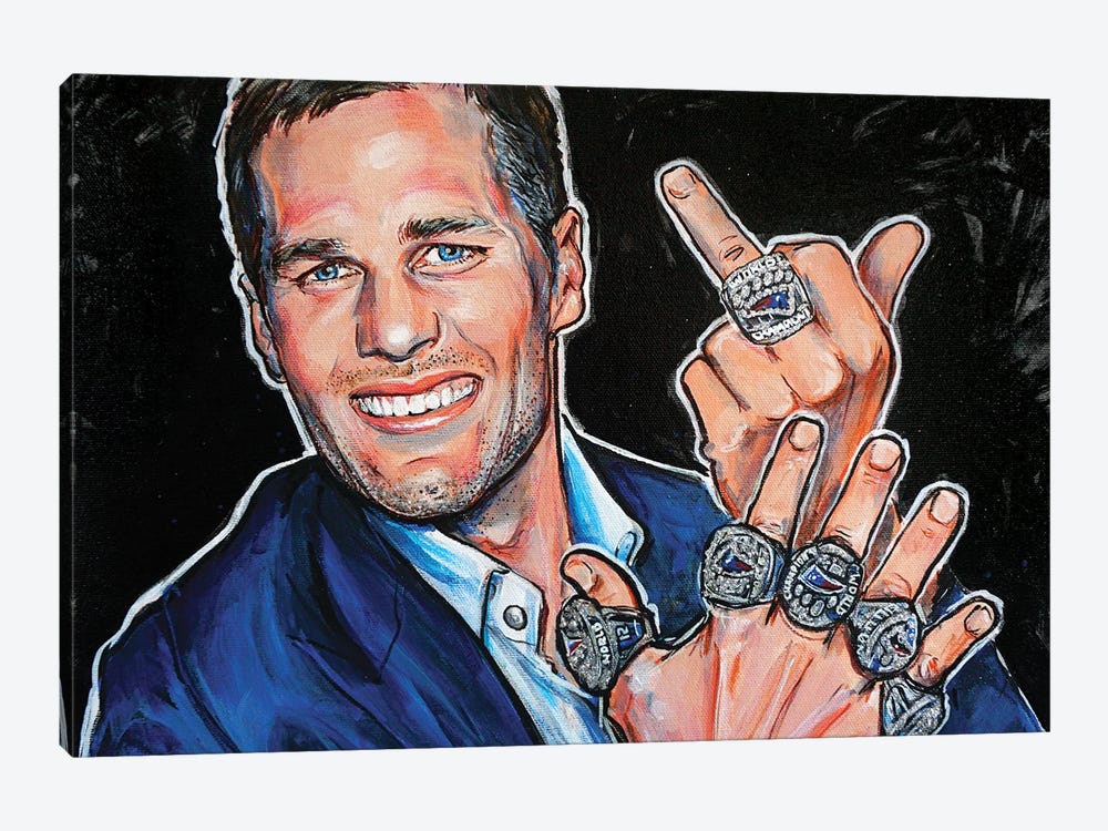Tom Brady And His Rings by Tay Odynski 1-piece Canvas Art Print