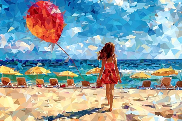 Child Portraits: Girl With A Red Balloon by Maria Tuzhilkina