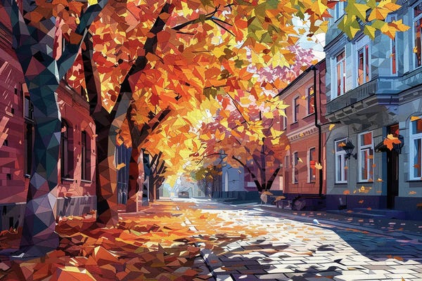 Maria Tuzhilkina: Autumn City Landscape by Maria Tuzhilkina