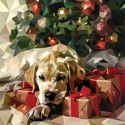Christmas Puppy by Maria Tuzhilkina framed wall art