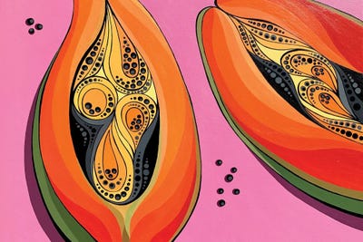 Orange Papaya by Maria Tuzhilkina multi panel art