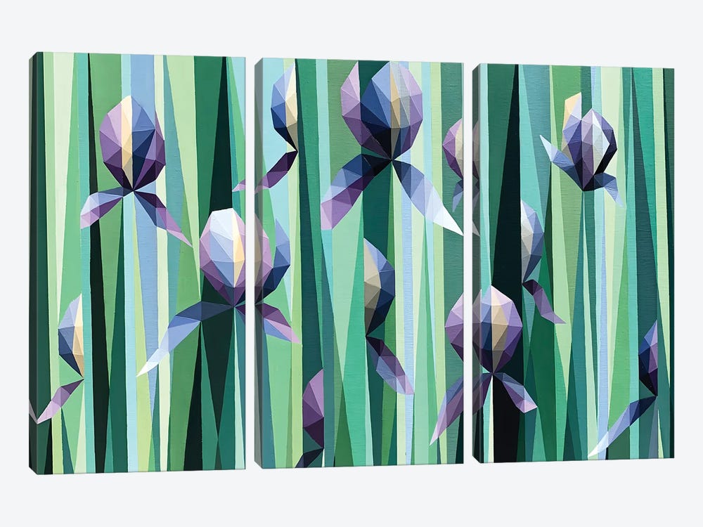 Field Of Lilac Irises by Maria Tuzhilkina 3-piece Art Print