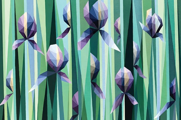 Lilacs: Field Of Lilac Irises by Maria Tuzhilkina