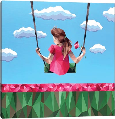 Girl On A Swing Canvas Art Print