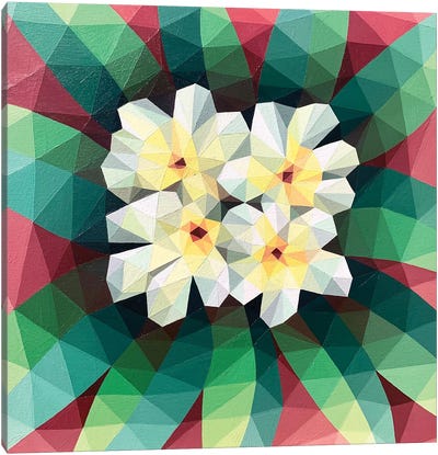 White Abstract Tropical Flowers Canvas Art Print