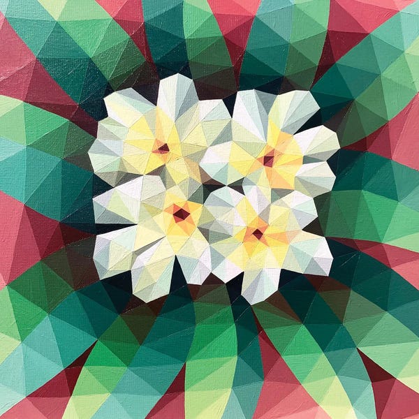 Fine Art Print: White Abstract Tropical Flowers by Maria Tuzhilkina