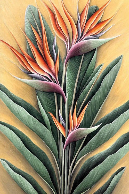Tropical Orange Strelitzia by Maria Tuzhilkina wall art