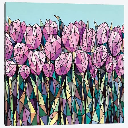 Tulips Stained Glass Canvas Print #TZH32} by Maria Tuzhilkina Art Print