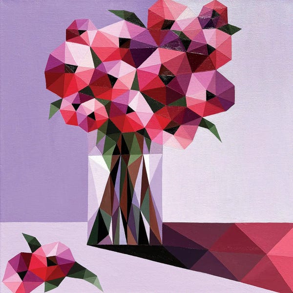 Fine Art Print: Red Roses On Purple by Maria Tuzhilkina