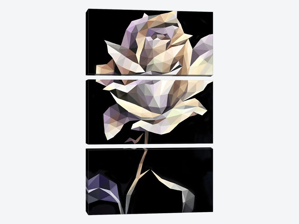 White Crystal Rose by Maria Tuzhilkina 3-piece Canvas Art