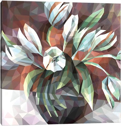 White Tulips In A Vase Canvas Art Print - Tulip Art