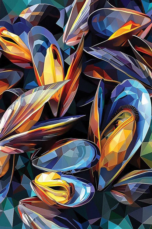 Still Life With Seafood, Mussels, Kitchen, Bar, Restaurant Decor