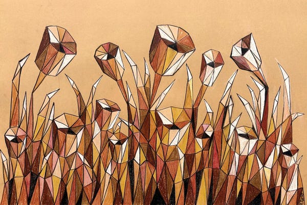Maria Tuzhilkina: Terracotta Abstract Stained Glass Flowers by Maria Tuzhilkina