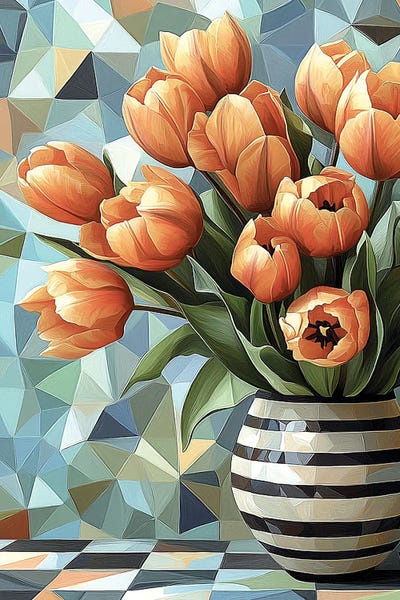 Canvas Art Prints: Orange Tullp Vase by Maria Tuzhilkina