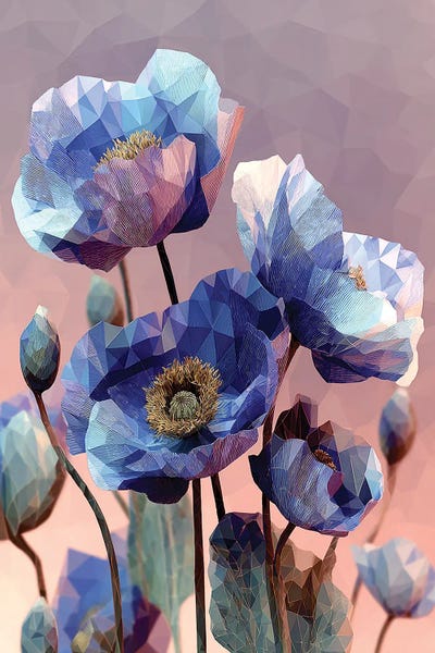 Maria Tuzhilkina: Blue Poppies, Poppy Field by Maria Tuzhilkina
